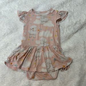 Posh Peanut Mary Ruffled Cap Sleeve Lamb Cloud Print 6-12 months